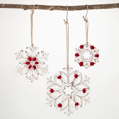 4"H  6.25"H and 8.5"H Sullivans Snowflake Ornament - Set of 3  White Christmas Ornaments