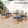 Outdoor Dining Chairs, Acacia Wood Frame Chairs with Armrests, Braided Rope Chair with Polyester Cushions-Coolbibila - 2 of 4