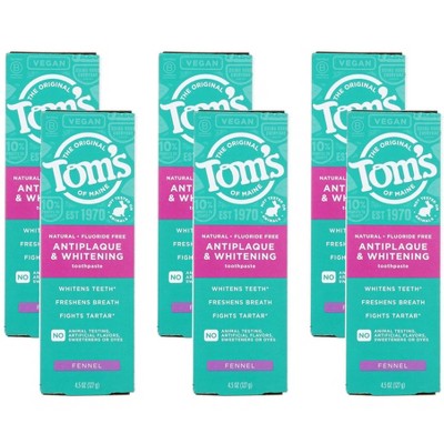 Tom's Of Maine Anitplaque and Whitening Toothpaste Fennel - Case of 6/4.5 oz
