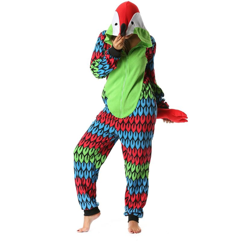 Just Love Womens One Piece Parrot Adult Onesie Hooded Pajamas, 1 of 6