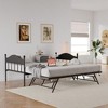 Daybed with Trundle, Metal Twin Size Day Bed with Stylish Headboard, Sofa BedFrame with Pop Up Foldable Trundle Bed, Heavy Duty Steel Slats Platform - 2 of 4