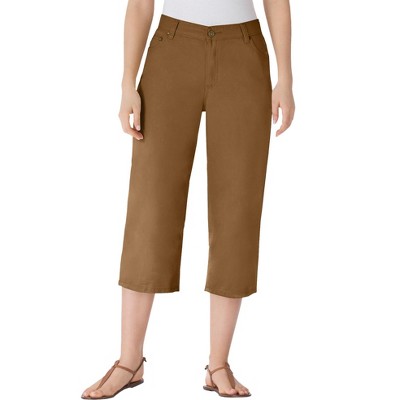 Woman Within Women's Plus Size Perfect 5-Pocket Back-Elastic Denim Capri
