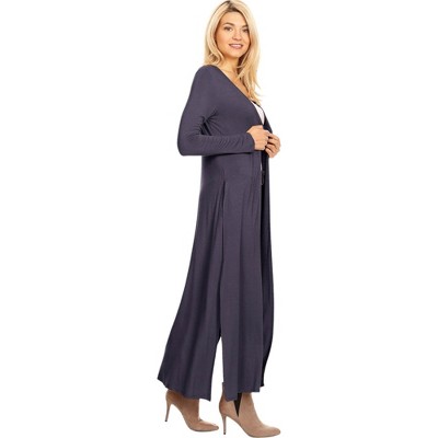 Anna-Kaci Women's Lightweight Long Line Long Sleeve Duster Cardigan- Small/Medium,Slate