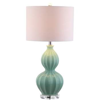 28" Glass Faye Table Lamp (Includes LED Light Bulb) Green - JONATHAN Y