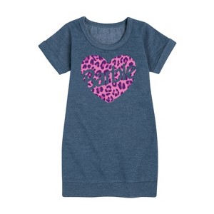 Girls' - Barbie - Leopard Heart Graphic Short Sleeve Fleece Dress - 1 of 3