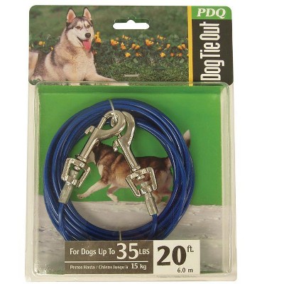 PDQ Blue / Silver Vinyl Coated Cable Dog Tie Out Medium