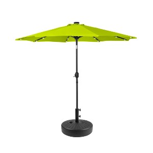 WestinTrends 9 Ft Outdoor Patio Solar LED Market Umbrella with Black Round Base - 1 of 3