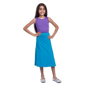 Girls Casual Solid Color Elastic Waist A Line Skirt - 1 of 4