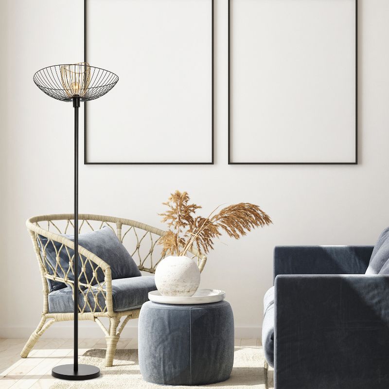 71&#34; Demi Painted Metal 1-Light Floor Lamp with Black and Gold Painted Metal Shade - River of Goods, 5 of 10
