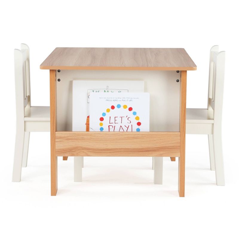 3pc Journey Collection Kids&#39; Table and Book Rack with Chairs Natural/White - Humble Crew, 6 of 11