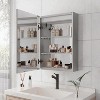 APRILSOUL Silver Aluminum Bathroom Medicine Cabinet with LED Lights, Defogger, Dimmer, Digital Clock & Temp Display, 28×20 Inch，2 Shelves, 3 Drawers. - 2 of 4