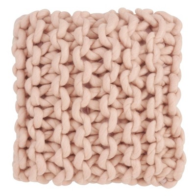 18"x18" Chunky Knit Square Throw Pillow Cover Pink - Saro Lifestyle