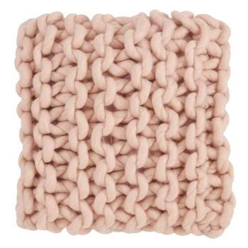 18"x18" Chunky Knit Square Throw Pillow Cover Pink - Saro Lifestyle