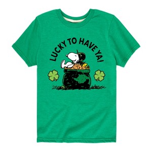 Boys' - Peanuts - Lucky To Have Ya Short Sleeve Graphic T-Shirt - 1 of 4