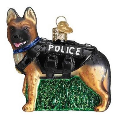 Old World Christmas 3.5 Inch K-9 Dog Ornament Police Force Tree Ornaments