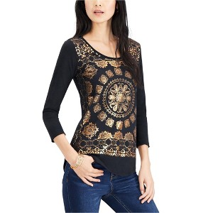 Lucky Brand Womens Medallion Graphic T-Shirt, Black, Small - 1 of 1