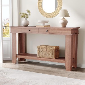 54-Inch Long Console Table, Wooden Entryway Table with 2 Drawers & Open Storage Shelf, for Entryway, Hallway, Living Room - 1 of 4