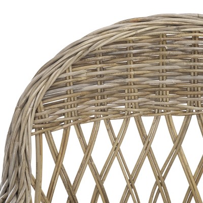 Natural Brown Wicker Arm Chair with Cushion