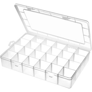 Large 24-Grid Plastic Organizer Box with Adjustable Dividers for Small Parts - 1 of 4