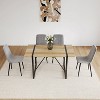 Vynxaria Set of 4 Dining Chairs: Light Grey Linen Padding, Sturdy Black Metal Legs, Perfect for Dining & Living Areas - 4 of 4