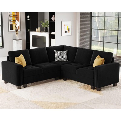 Belffin Modular Velvet Tufted L Shaped 4 Seater Corner Sofa