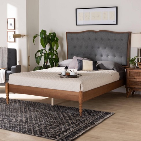 Baxton Studio Queen Ballari Fabric And Wood Platform Bed Gray