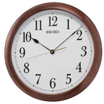 Seiko 16" Numbered Wooden Finish Wall Clock - Brown