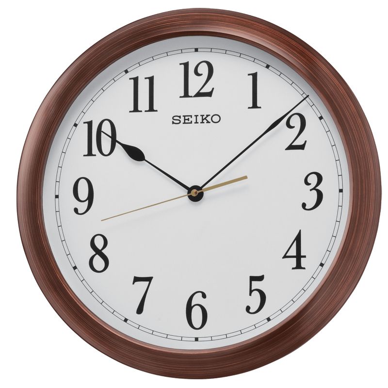 Seiko 16" Numbered Wooden Finish Wall Clock - Brown, 1 of 7