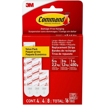 Command Refill Strips (8 Small/4 Medium/4 Large) White