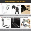 phiestina Garage Hooks, 8-Piece Heavy Duty Utility Steel Hooks for Bicycles, Ladders, Tools, Black & White - 2 of 4