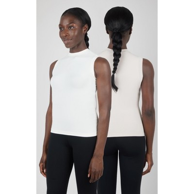 Yogalicious Womens 2 Pack Mock Neck Presley Fitted Tank Top