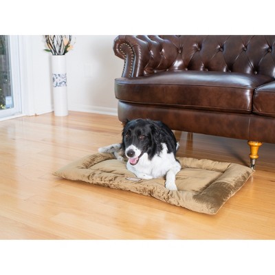 Large Sage Green Velvet Rectangular Dog Bed with Poly Fill