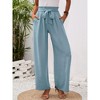 Women's High Waist Wide Leg Pants Elastic Waist Trousers with Side Pockets Casual Lounge Pants - 2 of 4