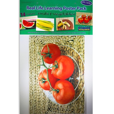 Colorful Fruits and Vegetables Nursery Poster Set, 14 Pieces