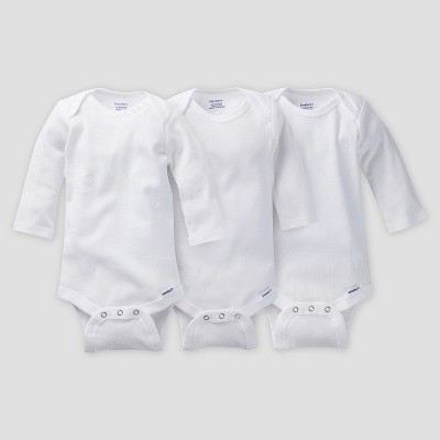 Gerber Baby Organic Cotton 3pk Long Sleeve Onesies Bodysuit - White 12M