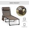 72.76''  Portable Sun Lounger, Folding Camping Cot, with Adjustable Backrest and Removable Pillow - 3 of 4