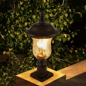 HANPURE 21'' Vintage Outdoor Lamp Post Light, Waterproof Garden Lantern, Bronze Finish, Clear Glass, Ideal for Yard, Porch, Walkway, Driveway - 1 of 4