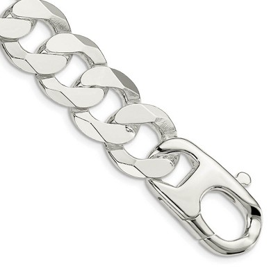 Black Bow Jewelry Men's 16mm Sterling Silver Flat Curb Chain Bracelet, 9 Inch