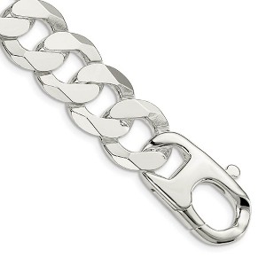 Black Bow Jewelry Men's 16mm Sterling Silver Flat Curb Chain Bracelet, 9 Inch - 1 of 3