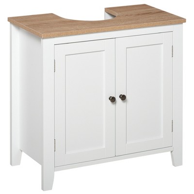 Kleankin Under-sink Bathroom Sink Cabinet, Storage Unit With U-shape ...