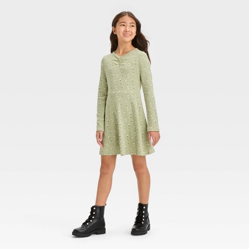 Girls green outlet skater dress