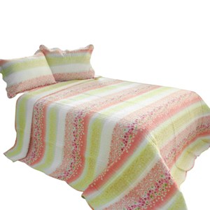 Slickblue Floral Cotton Quilt Set Full/Queen Size 3PC — Vermicelli Quilted Bedspread with Shams - 1 of 4