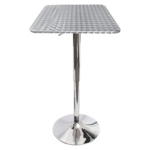 Adjustable Bar Height Table Metal/Silver - LumiSource: Hydraulic, Swirl Pattern, Pub Style, Stainless Top - 1 of 3