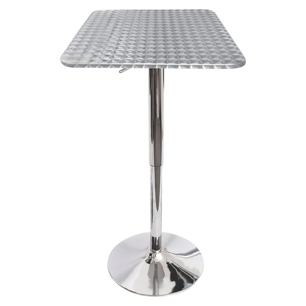 Photos - Dining Table Adjustable Bar Height Table Metal/Silver - LumiSource