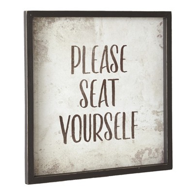 Lakeside Funny Farmhouse Bathroom Sign - Please Seat Yourself - 13" sq.