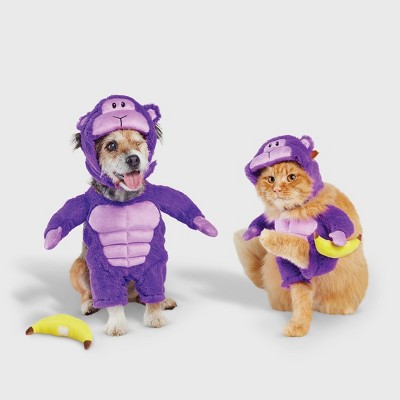 Halloween Gorilla Dog and Cat Frontal Costume with Banana Toy with Banana Toy - Hyde and EEK! Boutique™ XS