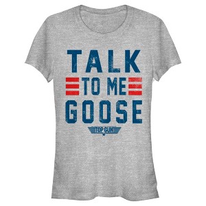 Juniors Womens Top Gun Talk to Me Goose Quote T-Shirt - 1 of 4
