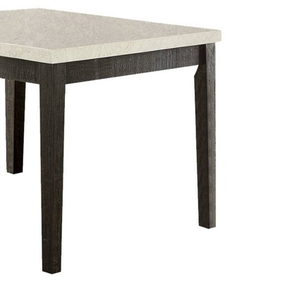 Nolan White Marble and Dark Oak Counter Height Table