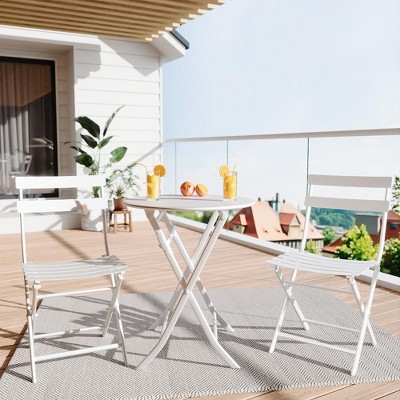 3-Piece Folding Bistro Set, Foldable Patio Furniture Set with Premium Frame, Outdoor Bistro Table and Chairs Set of 2 for Patio, Garden and Balcony