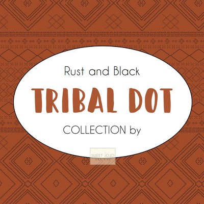 Burnt Orange and Black Geometric Tribal Fabric Shower Curtain